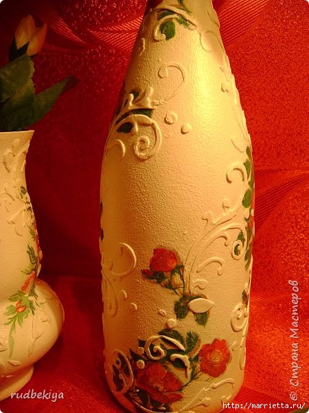 Декоративная бутылка и вазочка из плафона. Декупаж (13) (450x600, 185Kb)