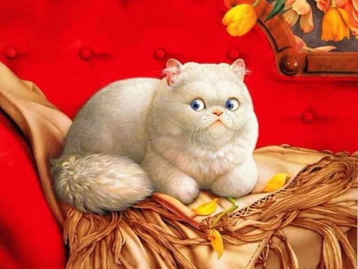 Японская художница Макото Мурамацу - кошки на забавных картинах для паззлов