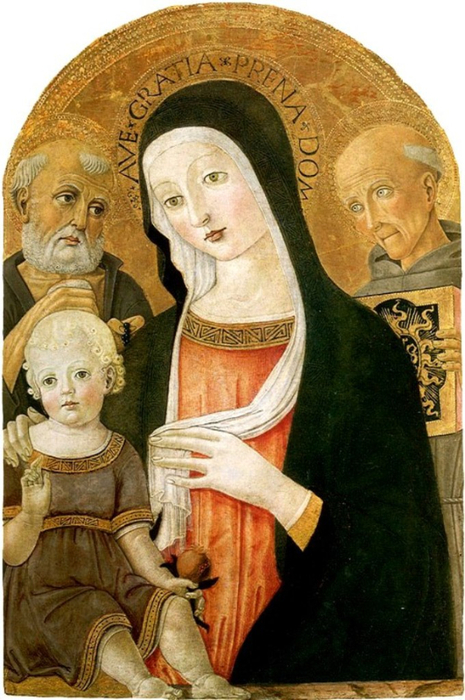 Benvenuto di Giovanni Madonna-and-child-with-saints-_1480-85__ (465x700, 387Kb)