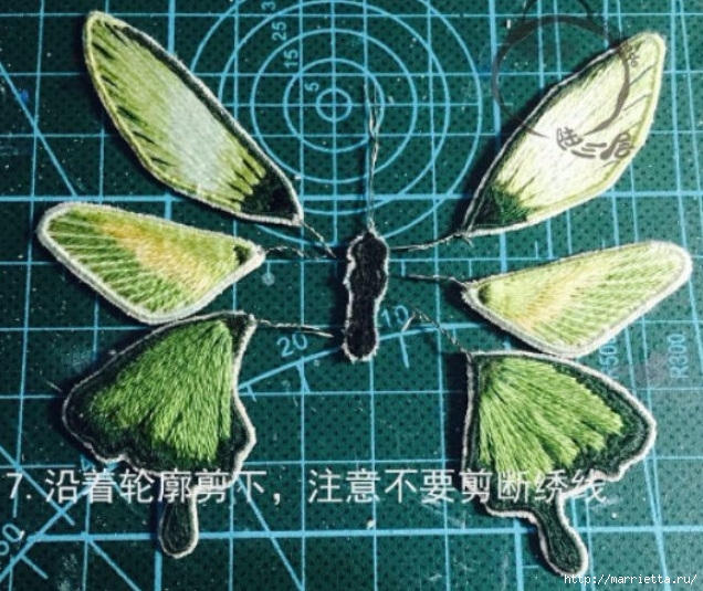 Объемная вышивка. Бабочки в вышивке гладью (17) (636x535, 279Kb)