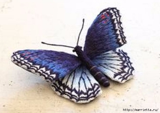 Объемная вышивка. Бабочки в вышивке гладью (23) (543x386, 113Kb)