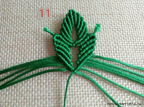 Плетение красивых листиков в технике макраме (10) (499x371, 155Kb)