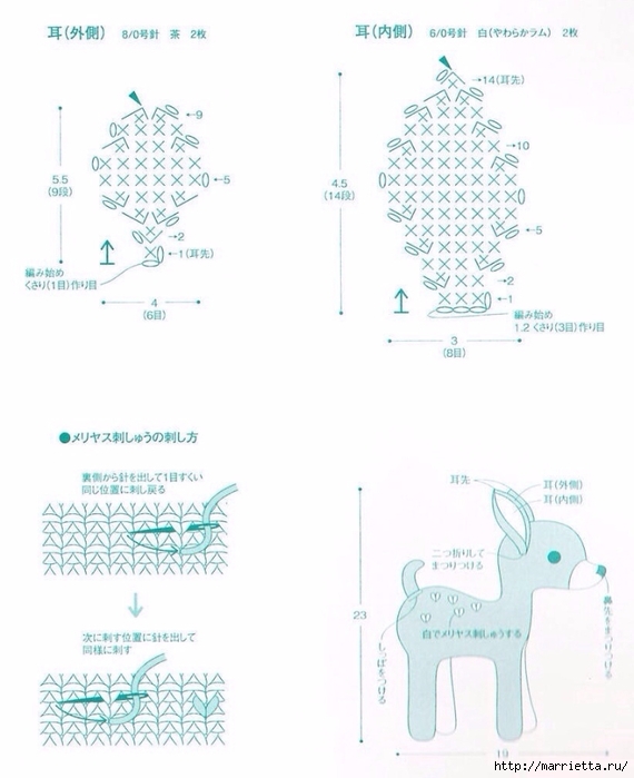 Связать олененка крючком схема и описание