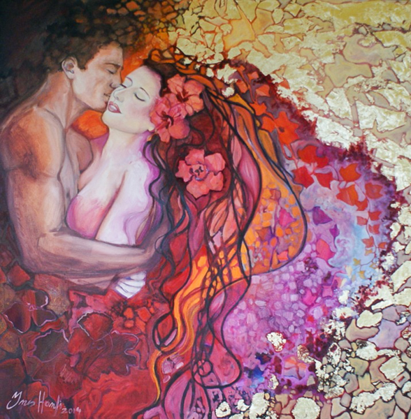 Loving-you-oil-on-canvas-100x100-cm-by-Ines-Honfi (588x600, 509Kb)