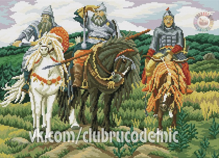 Вышивка крестиком три богатыря 18