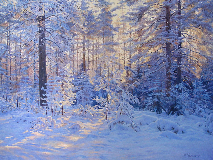 зимний лес в живописи 5 (700x524, 576Kb)