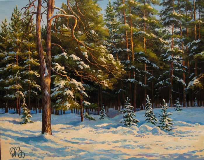 зимний лес в живописи 11 (700x546, 530Kb)