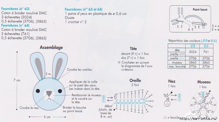 Схемы амигуруми. Голова зайки, мишки, собачки и кошечки (5) (700x389, 170Kb)