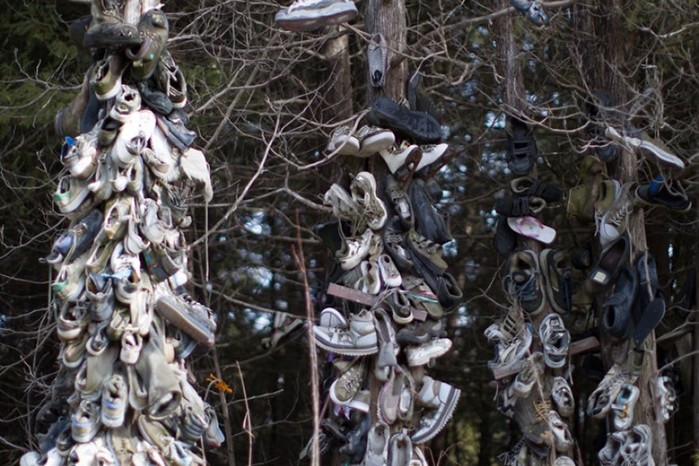 Канадский фотограф обнаружил загадочный «обувной лес» в окрестностях Оринджевилла