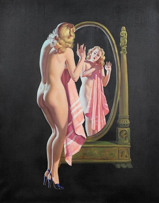 Pin-up Girl Looking in the Mirror , circa 1938 (547x700, 239Kb)