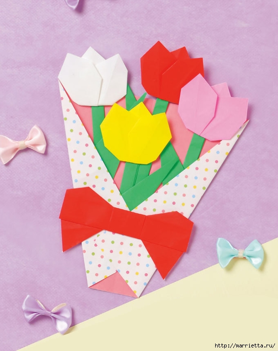 Букет тюльпанов из бумаги в технике оригами (4) (553x700, 196Kb)