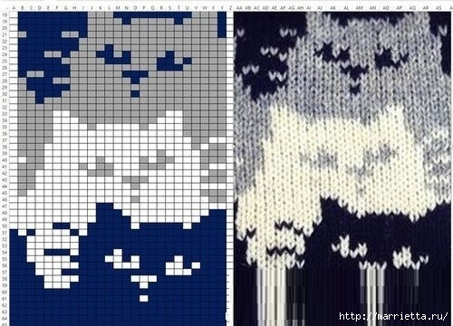 Жаккард с котятами. Схемы вязания (5) (500x360, 144Kb)