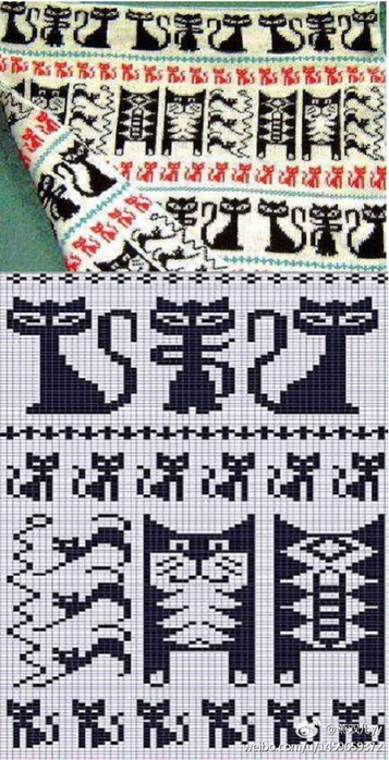 Жаккард с котятами. Схемы вязания (11) (357x700, 312Kb)