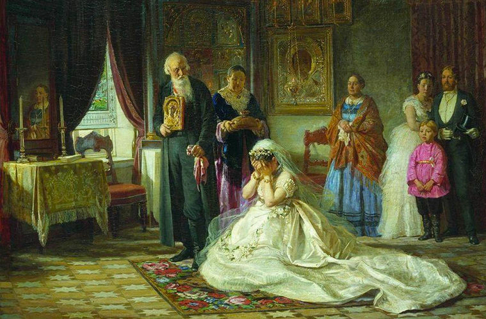 3. Ф. Журавлев. Перед венцом. 1874 год (700x460, 436Kb)