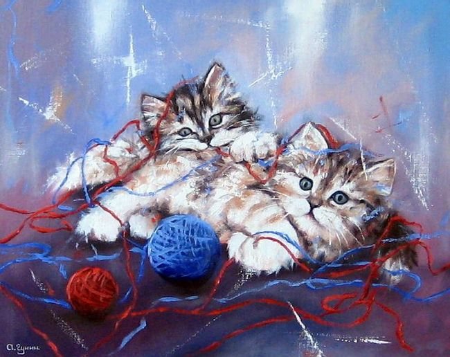 Любимые котята художника Александра Гунина6 (650x516, 297Kb)