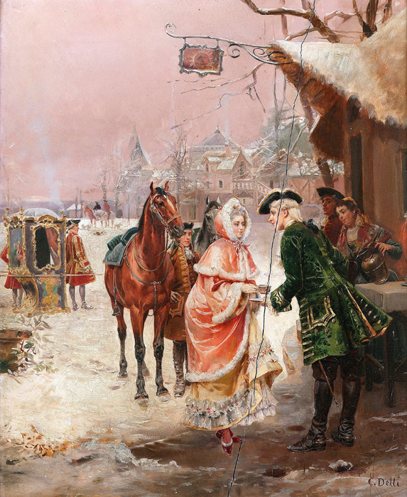 7а4_Передышка зимой (Winter refreshment)_46 x 38_д.,м._Частное собрание (573x700, 581Kb)