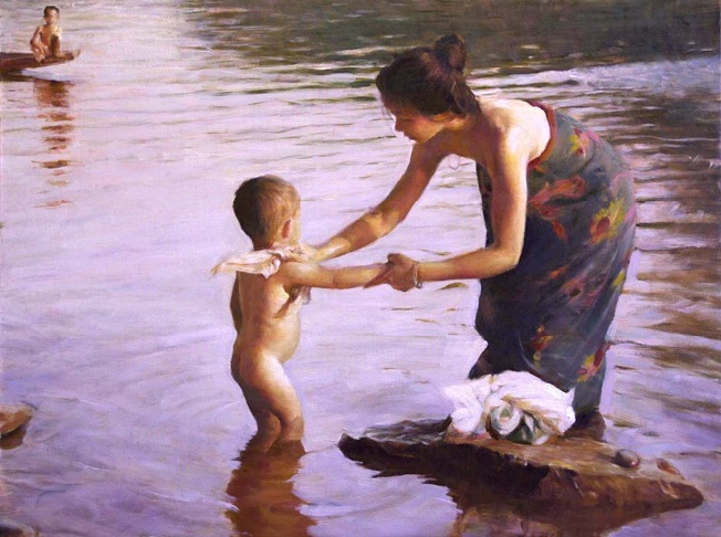 Washing in the River (652x486, 282Kb)