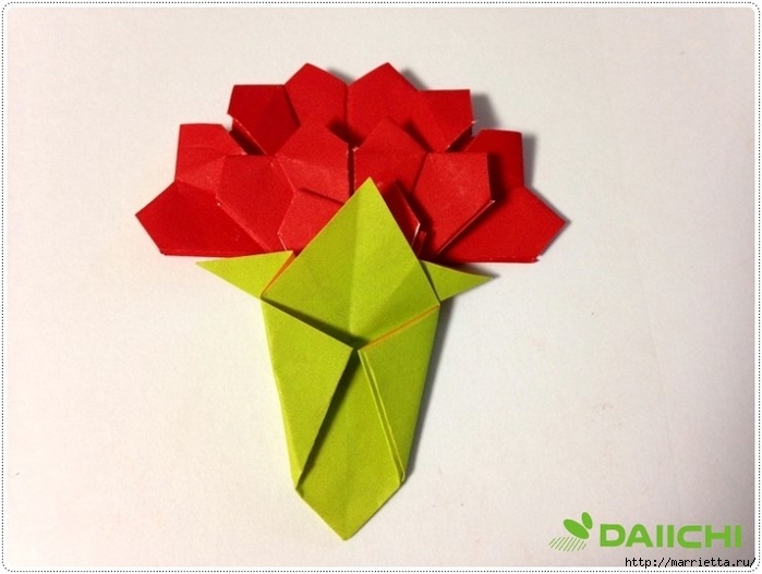 Букет гвоздик из бумаги в технике оригами (5) (700x527, 198Kb)