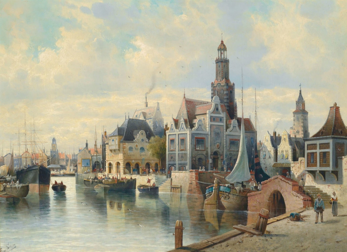 August+von+Siegen+view+of+a+dutch+harbour+city (700x509, 390Kb)