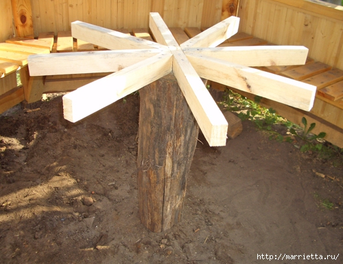 Стол для беседки своими руками: деревянный, из металла, шестигранный, с лавками, чертежи (20 фото)