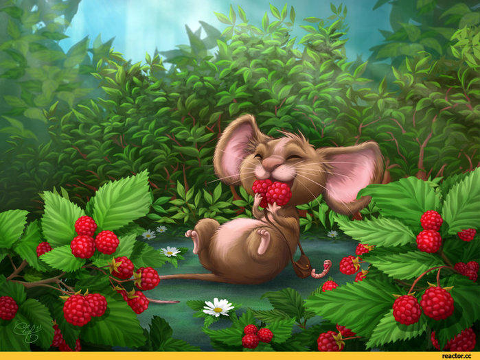 ЯГОДА -мышонок на ягоде (700x525, 122Kb)