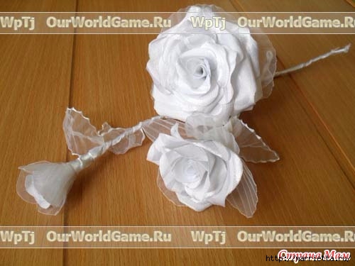 Розы из ткани и свадебная корзинка из картона своими руками (9) (500x375, 94Kb)