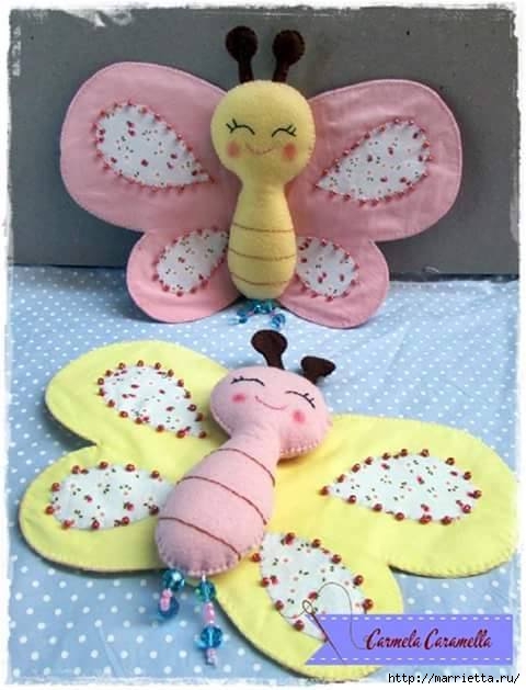 Бабочки из фетра. Игрушки для детской комнаты (5) (480x629, 137Kb)