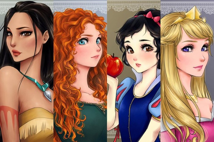 Как бы выглядели принцессы Диснея персонажами анимэ