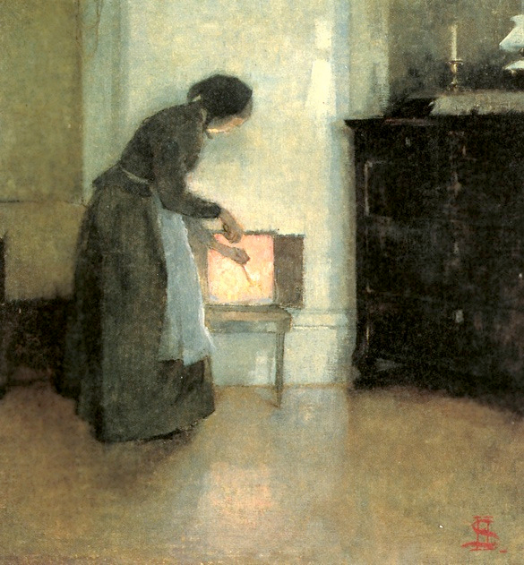 At the Hearth (by fire) 1893 (585x631, 429Kb)