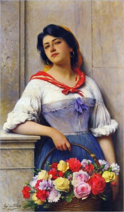 Eugene de Blaas. (Austrian Academic painter, 1843-1931) Flower Seller (609x900, 93Kb)
