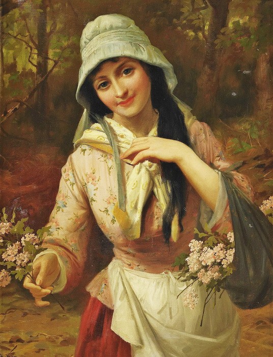 Robert Kemm (British artist, 1837-1895)   The Flower Seller (736x900, 132Kb)