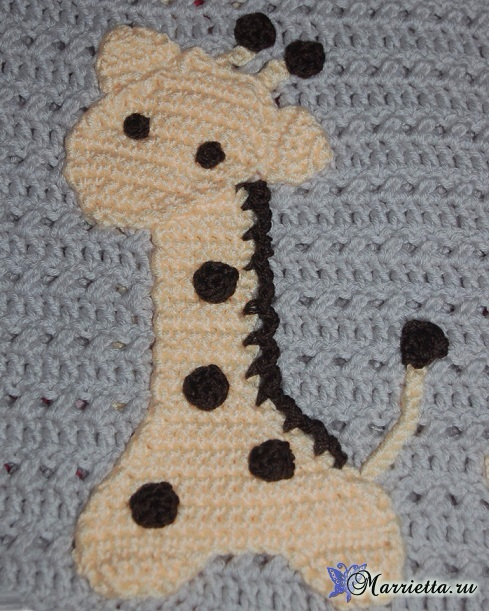 Крючком. Детская жилетка с аппликацией жирафа (3) (489x611, 366Kb)
