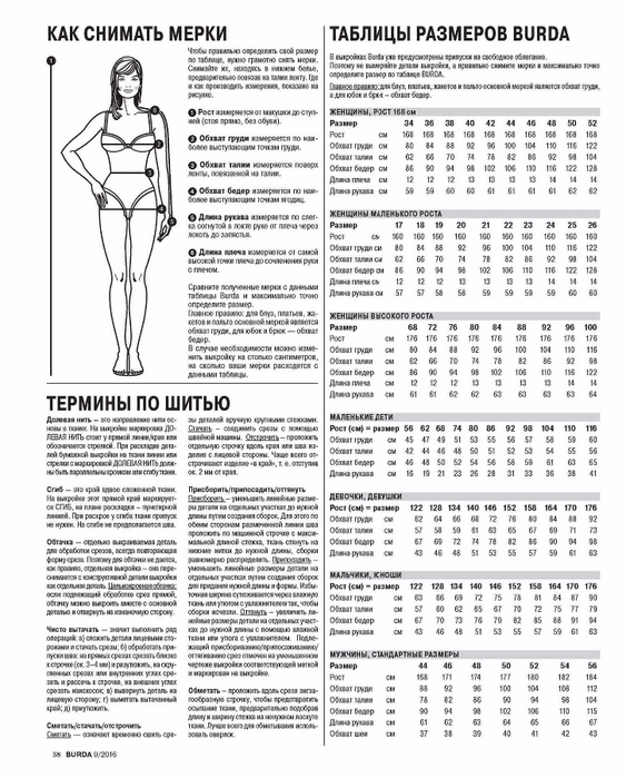 Таблица кройки и шитья Таблица кройки и шитья