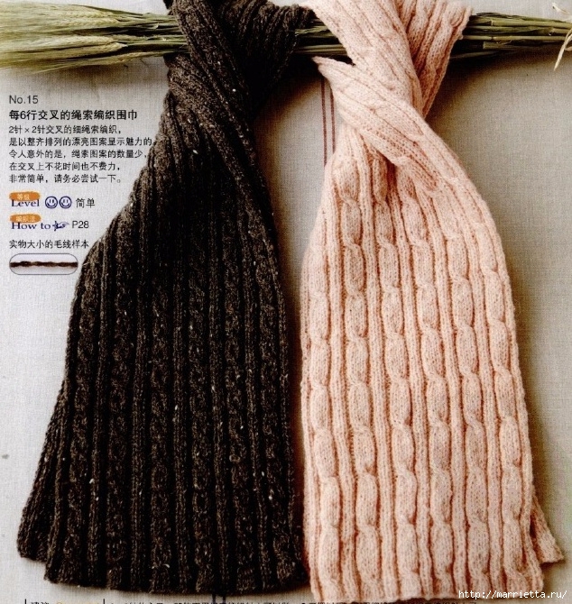 Вяжем спицами мужской шарф с косами (9) (634x670, 393Kb)