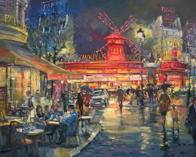 Le Moulin Rouge et la place blanche en soirée - PARIS - (647x518, 511Kb)