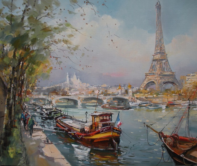 Tour Eiffel, Péniches sur la Seine, et la Butte Montmartre - PARIS (647x546, 410Kb)