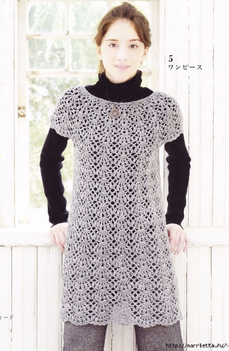 Вязание для девушек. 6 моделей из японского журнала (4) (458x700, 268Kb)