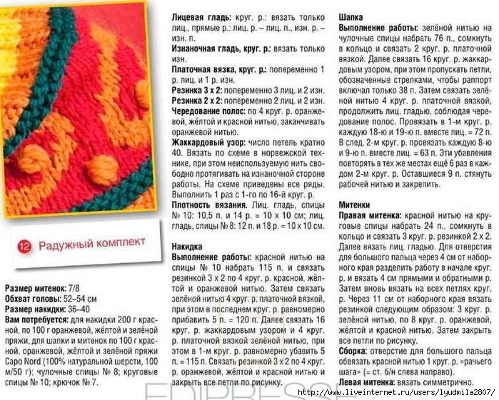 Радужный комплект - накидка, шапка, митенки Радужный комплект - накидка, шапка, митенки