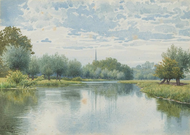    , -,    (The distant church spire of All Saints Church, St. Ives, from the River Ouse). 1901 (656x465, 322Kb)