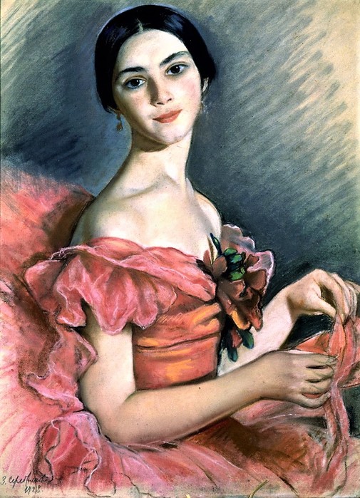 Портрет балерины Е.Н.Гейденрейх в красном 1923, 63?47 см (505x700, 126Kb)