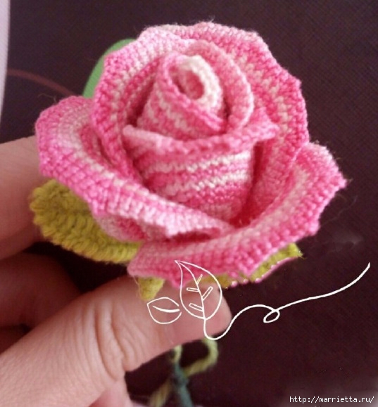 Розовая роза крючком (1) (537x579, 177Kb)