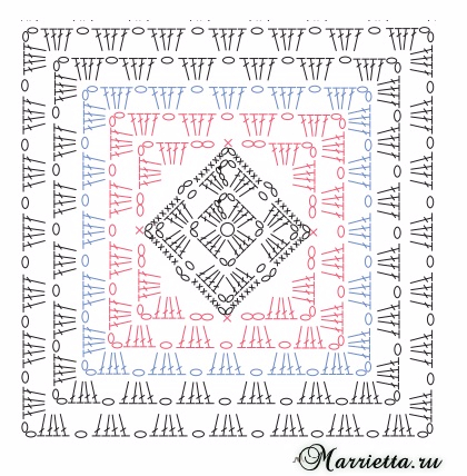 Элегантный плед крючком бабушкиными квадратами (6) (420x428, 224Kb)