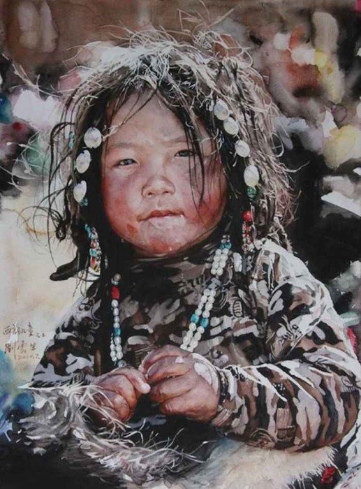 Акварельные портреты Тибета: китайский художник Лю Юншэн