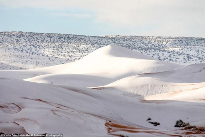 Зимнее чудо! В пустыне Сахара снова выпал снег