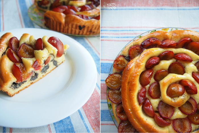 Кольцевой пирог с маком и фруктами