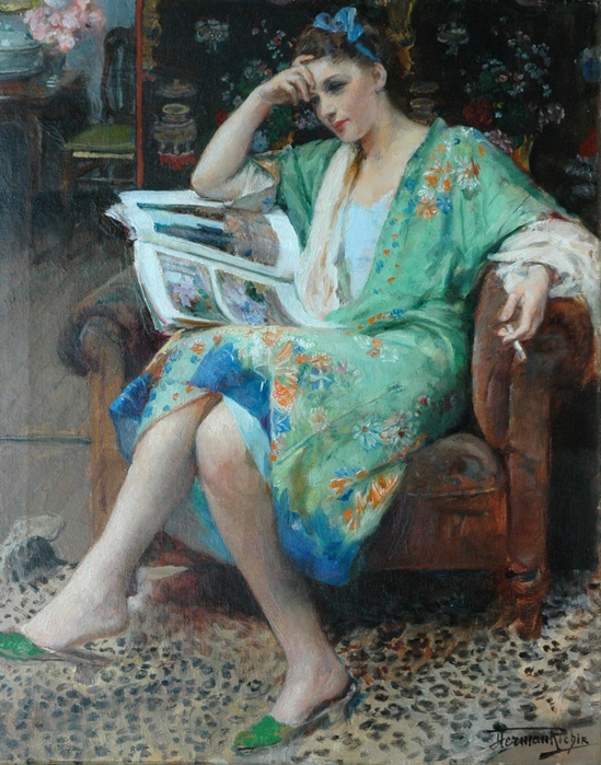 Herman+Richir+jonge+vrouw+in+groene+kimono (549x700, 468Kb)