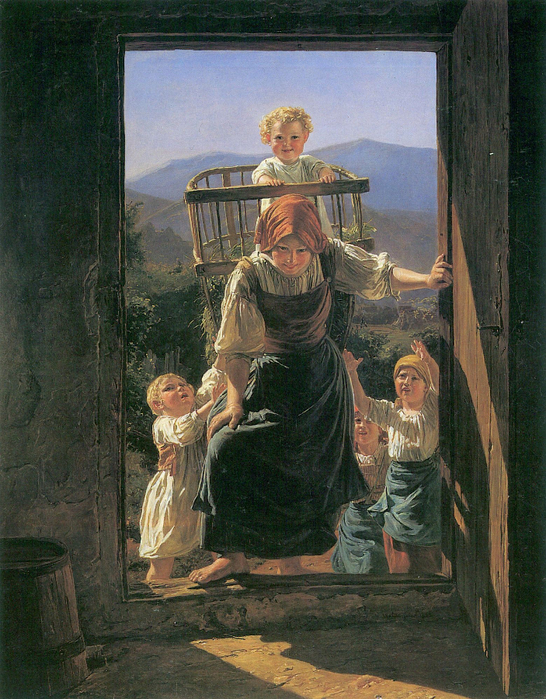 Heimkehrende Mutter mit ihren Kindern (546x700, 547Kb)