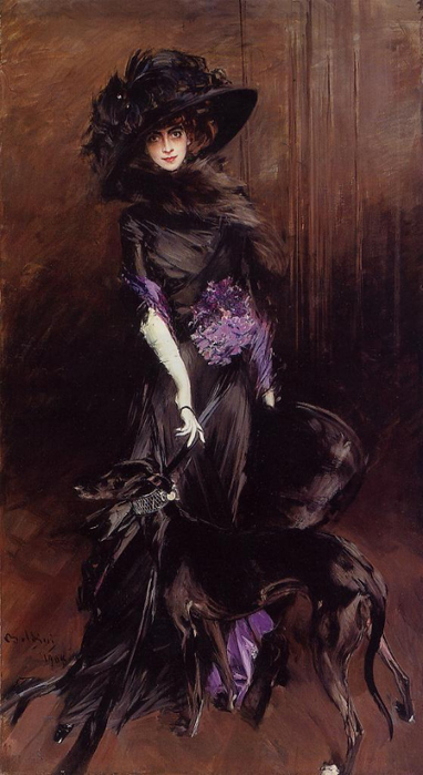 Portrait of the Marchesa Luisa Casati, with a Greyhound, 1908 (382x700, 257Kb)