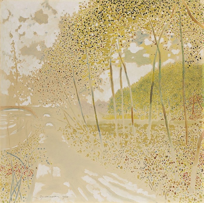 Весенний пейзаж с деревьями вдоль (A spring landscape with trees along a path) (2) (700x696, 199Kb)