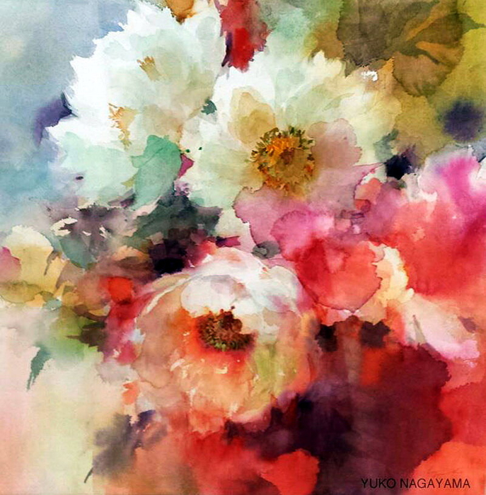 alt="Акварельные цветы художницы Yuko Nagayama"